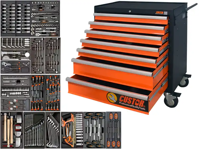 7-DRAWER TROLLEY (TB-99007A) + 291 pcs TOOL SETS (5-DRAWERS)